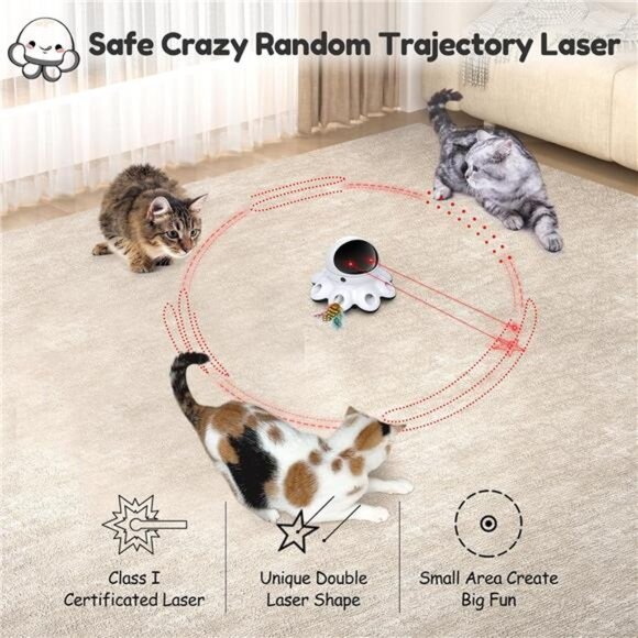 ORSDA Cat Laser Toy, 2-in-1 Interactive Automatic Motion Activated Moving 8 - Picture 3 of 7